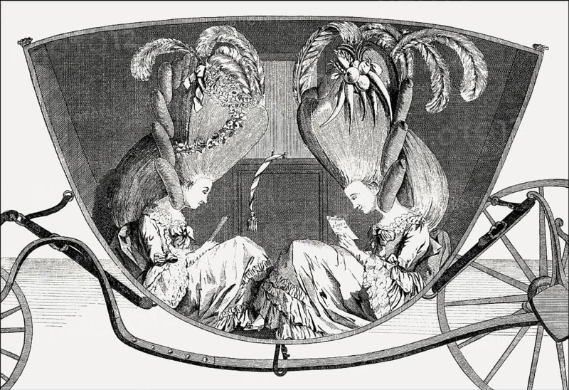 Caricature on headdress, popular in the 18th century