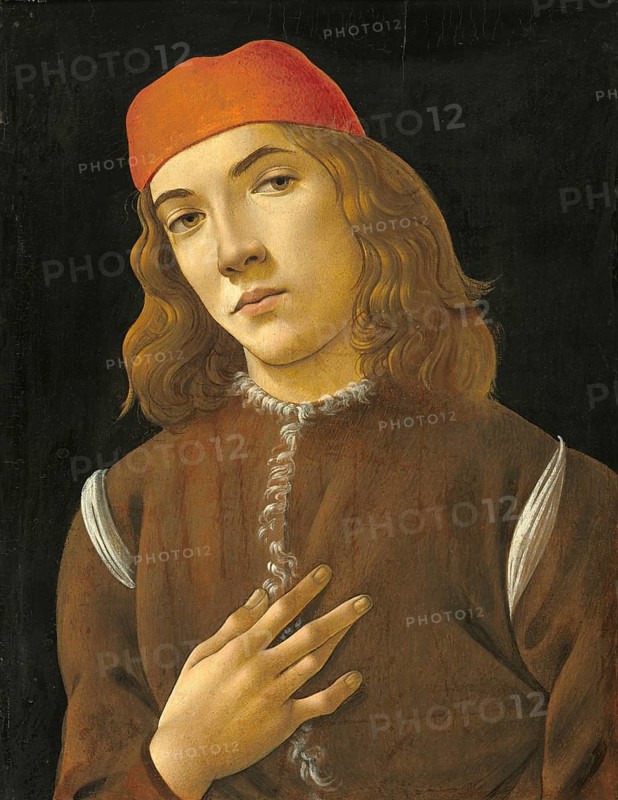 Portrait of a Youth (1482-1485), portrait of a Youth, Painting by Sandro Botticelli (1 March 1445, 1510), one of the most important Italian painters and draughtsmen of the early Renaissance, Historic, digitally restored reproduction from an original, Record date not stated