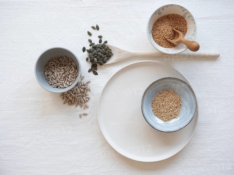 Seed cycling using flaxseed, pumpkin, sunflower, sesame seeds for hormone balance