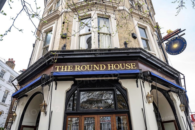 London, United Kingdom. April 9th 2026. Exterior of the Roundhouse Pub in Covent Garden, a traditional British pub popular with theatre goers and tourists in the West End of London, UK