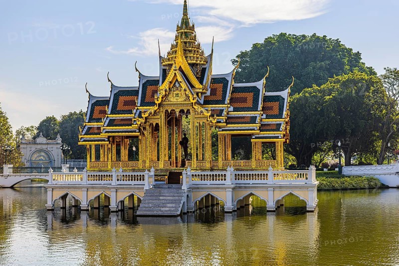 Open gilded pavilion, Buddhist temple complex, Thai King's Summer Palace, Bang Pa-In, near Ayutthaya, Thailand