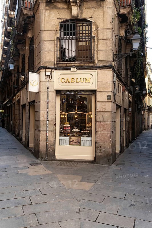 Old bakery in an alleyway in the historic centre of Barcelona, Spain