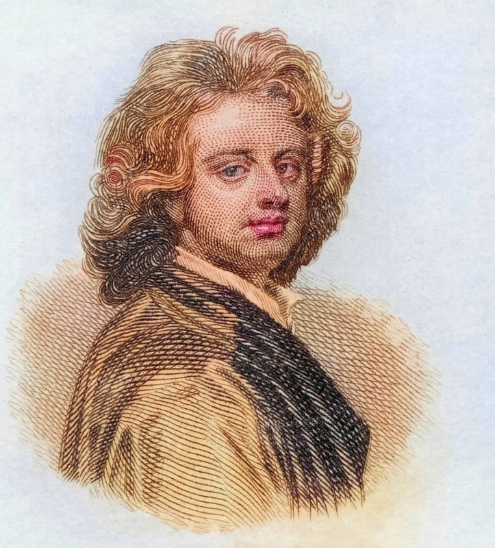 Godfrey Kneller, Gottfried Kniller, 1st Baronet, (born 8 August 1646 in Lübeck, died 19 October 1723 in London) was a German-British portrait painter and court artist, coloured woodcut from Crabbe's Historical Dictionary from 1825, Historical, digital reproduction