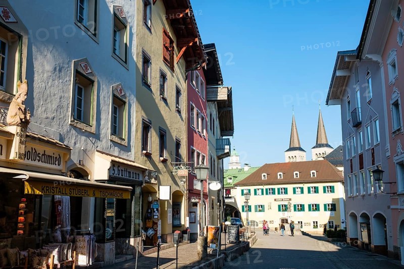 House façade in Markt Berchtesgaden, Berchtesgadener Land, Upper Bavaria, Bavaria, Germany