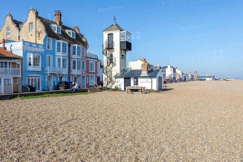 The South Lookout building on beach, Crag Path, Aldeburgh, Suffolk, England, UK c 1830