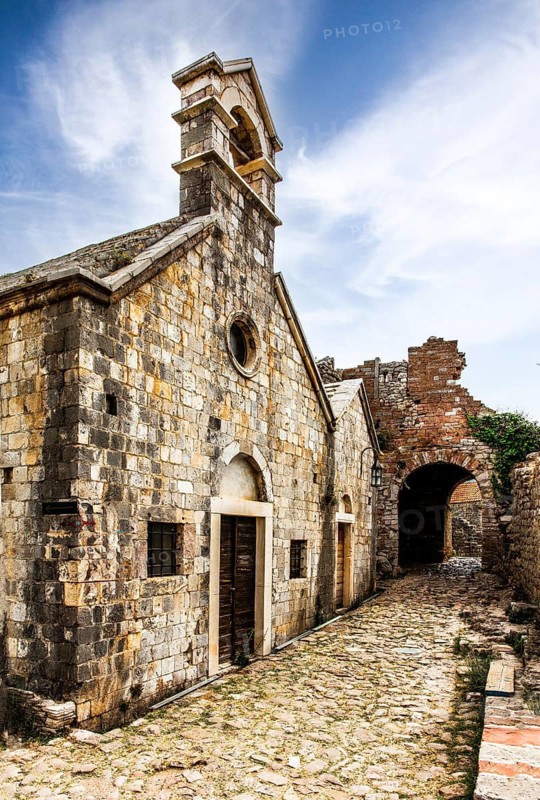 Kapela Sv. Marka, ruined town of Stari Bar, originally from the 11th century, is one of the most culturally and historically valuable sites in Montenegro, Stari Bar, Montenegro