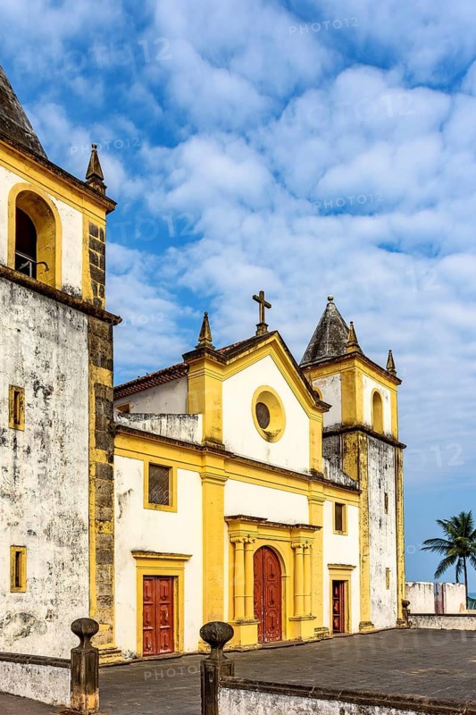Facade of a famous historic church in the city of Olinda in the state of Pernambuco, Brazil, Olinda, Pernambuco, Brazil
