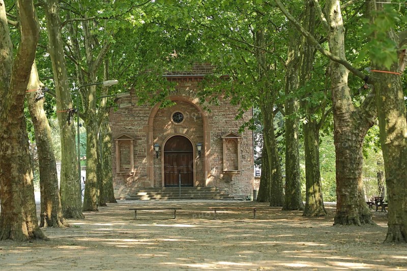 Orangery with plane tree alley, Günthersburgpark, Bornheim, Frankfurt am Main, Hesse, Germany