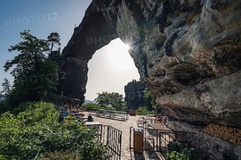 Pravcicka Brana (Prebischtor Gate) - rock bridge at Bohemian Switzerland - Elbe Sandstone Mountains near Hrensko. Czech Republic
