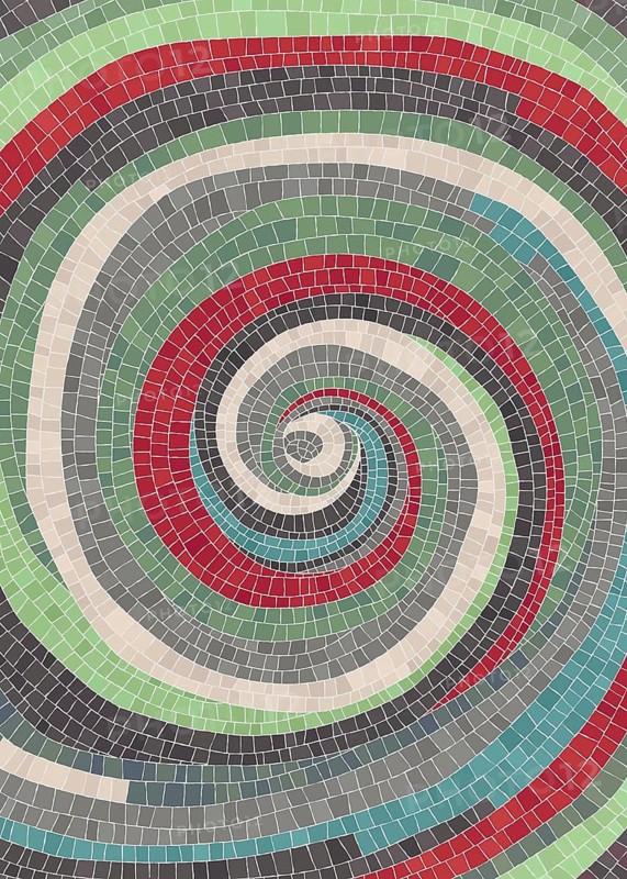 Spiral mosaic vector in colors, abstract art background