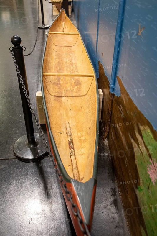 Monroe, Michigan - A dugout canoe at the River Raisin National Battlefield Park. The park commemorates key battles in the War of 1812. The park's education center documents the lives of settlers and Native Americans who lived there in the early 1800s
