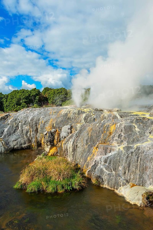 Geysers erupting, Te Puia Thermal Valley, Rotorua, Bay of Plenty, North Island, New Zealand