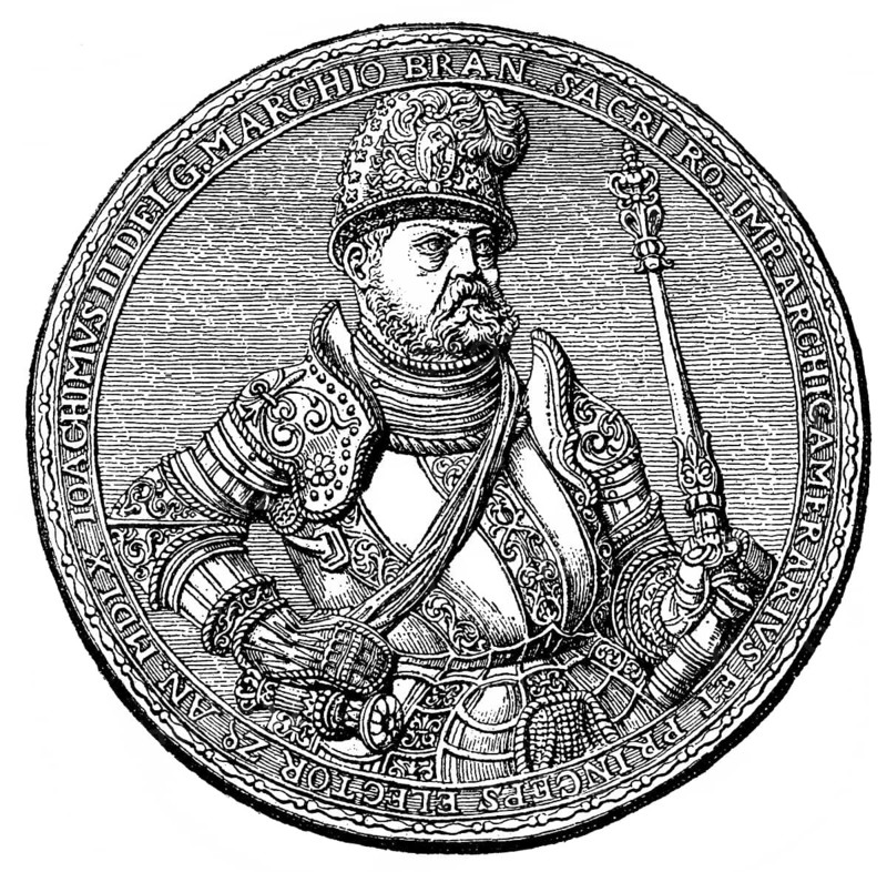 Seal of Joachim II. Hector, 1505 - 1571, Elector of Brandenburg, Hohenzollern, Germany, Europe, Historische Zeichnung, das Siegel von Joachim II. Hector, 1505 - 1571, aus dem Geschlecht der Hohenzollern, Kurfürst von Brandenburg
