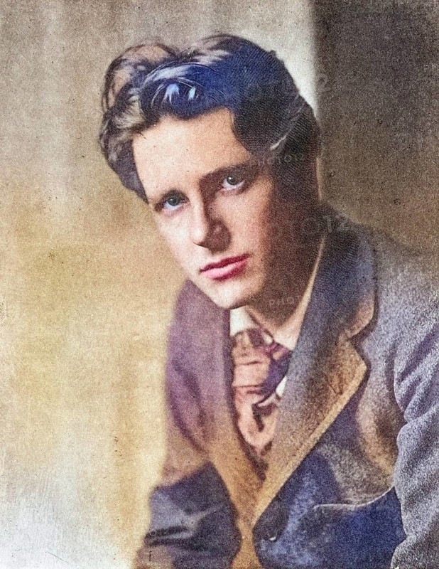 Rupert Brooke, 1887-1915, English poet. After a photograph by Sherrill Schell, Rupert Brooke in 1913, Historic, digitally restored reproduction from a 19th century original, Record date not stated
