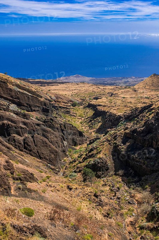 Bare landscape around vulcano on Fogo. Cabo Verde. Africa