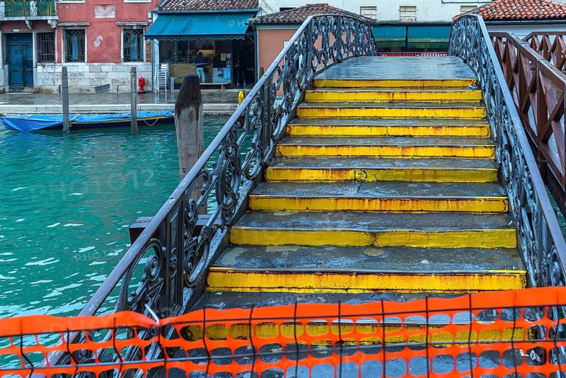 Blocked bridge over a canal, Venice, Veneto, Italy