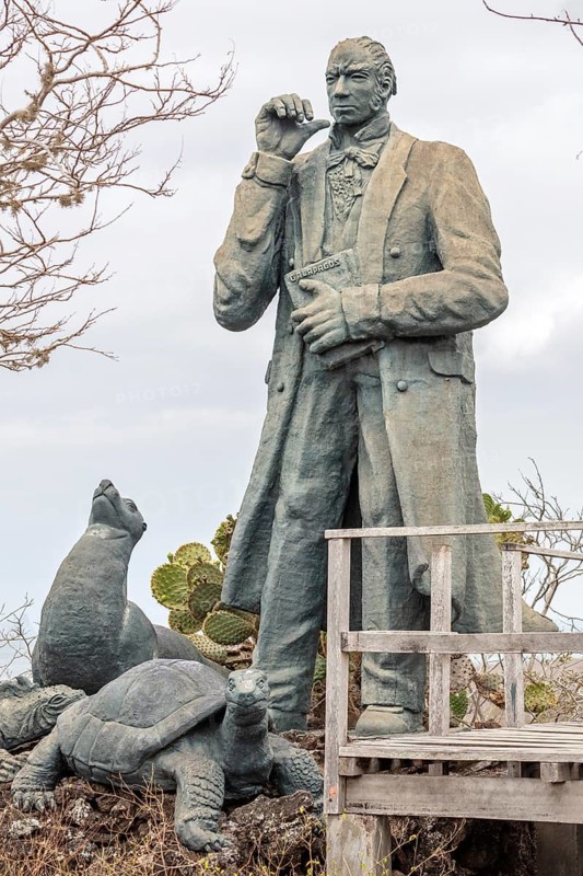 Charles Darwin statue, San Cristobal, Galapagos, Ecuador