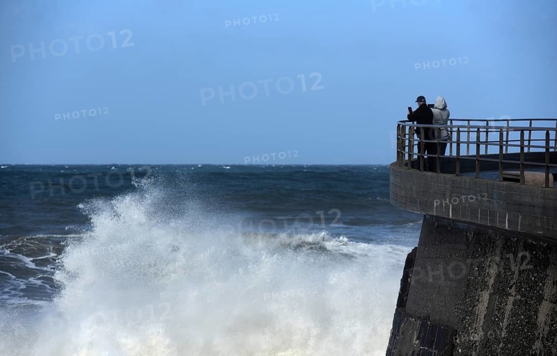 Severe weather waves on the quay wall of Capo D'Orlando