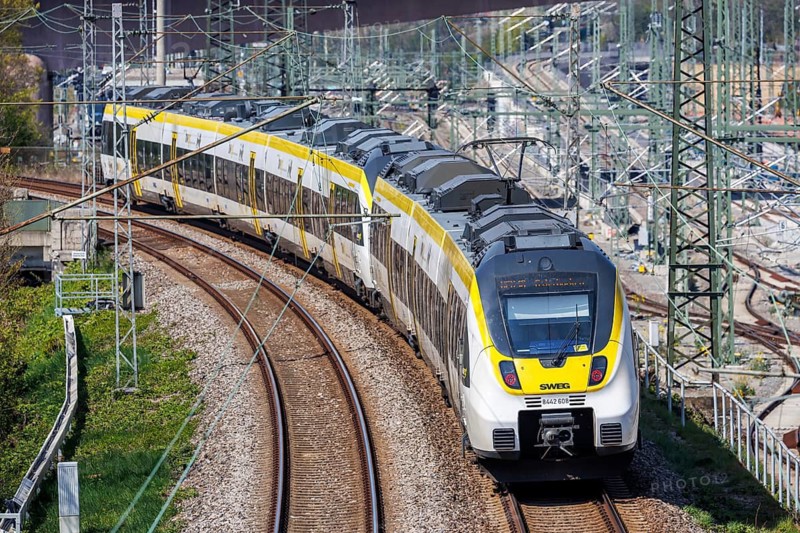 Regional train of the SWEG type Bombardier Talent 2 in Stuttgart Untertürkheim, Germany