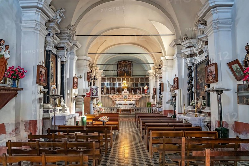 Interior of the church Eglise de l'Annonciation in the village of Sant'Antonino in Balagne, Corsica, France
