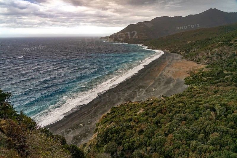 The black beach of Nonza, Cap Corse, Corsica, France
