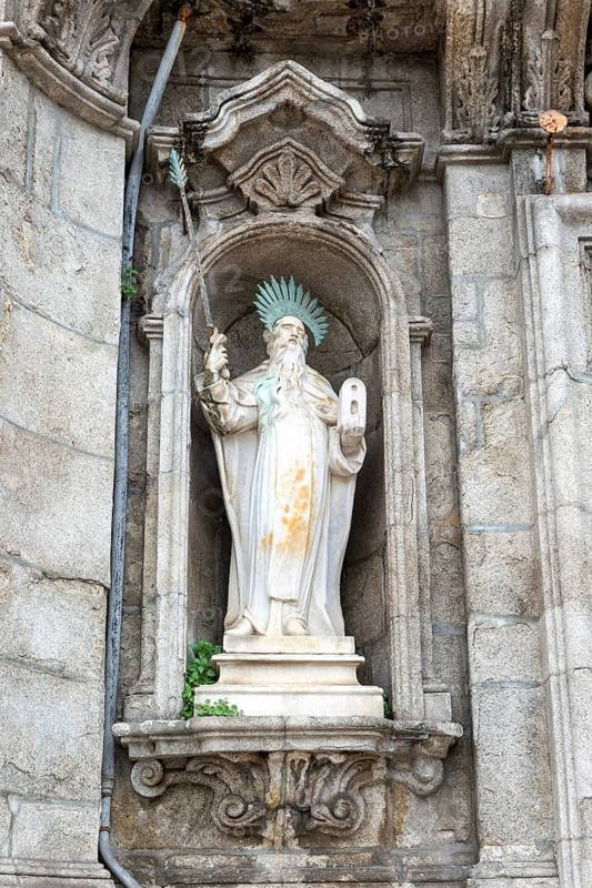 Religious sculpture of Prophet Elias, Igreja do Carmo church, city of Porto, Portugal