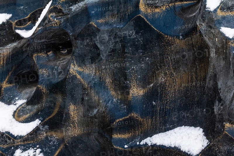 Structures in glacial ice, ice cave, glaciers, black glaciers reflecting sunlight, snow, Vatnajökull, winter, Iceland, Scandinavia