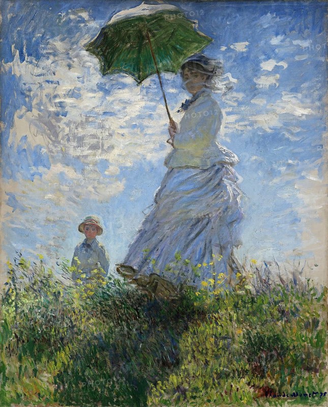 Claude Monet (b. 14 November 1840 in Paris as Oscar-Claude Monet, d. 5 December 1926), important French painter, Impressionist style. Here is his work, Woman with a Parasol, Madame Monet and Her Son (1875), Woman with a Parasol - Madame Monet and Her Son (1875), Woman and Child in Sunny Weather in a Meadow, Woman Holding a Green Parasol