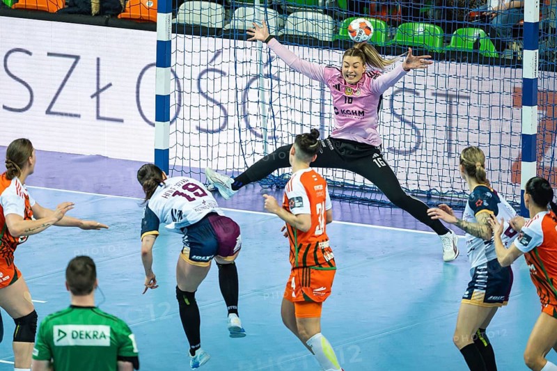 LUBIN, POLAND - FEBRUARY 8, 2026: Handball EHF European League women match KGHM MKS Zaglebie Lubin - JDA Bourgogne Dijon. Goalkeeper Zima Barbara