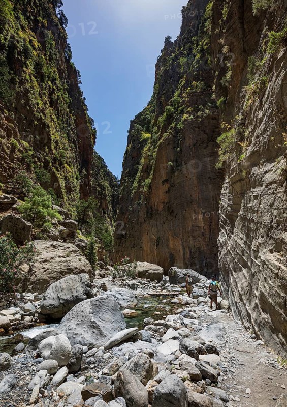 Hiking trail through the Samaria Gorge, south coast, Crete, Greece