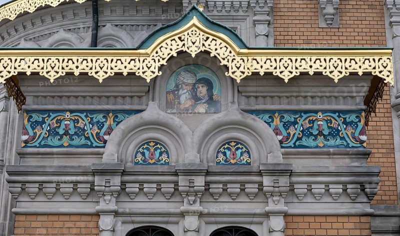 Detail on the façade, Russian Chapel, Mathildenhöhe Darmstadt, UNESCO World Heritage Site, Germany