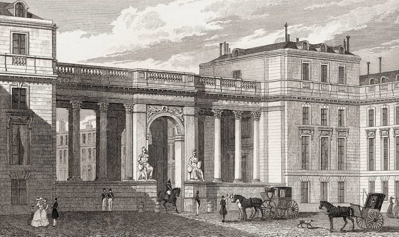 Chamber of Deputies, Paris, antique steel engraved print, 1831