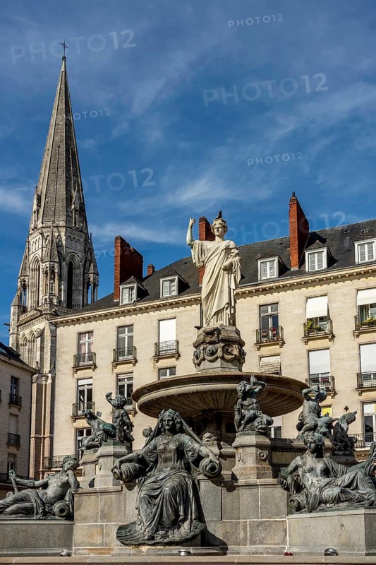 Fountain of place Royale of Nantes. Loire atlantique department, Pays de la Loire, France