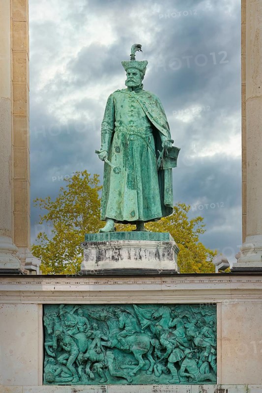 Heroes' Square, Hungarian leader Statue in the Millenium Monument, Budapest, Hungary