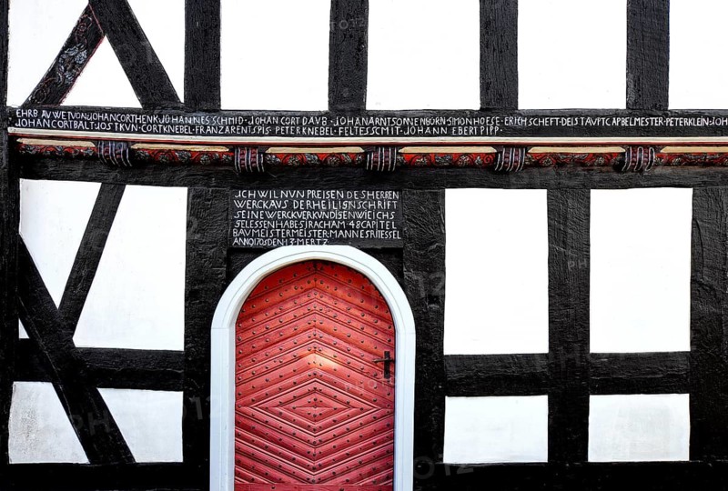 Half-timbered church building, former school chapel by Mannus Riedesel, 1703, Sassenhausen, Bad Berleburg, Germany