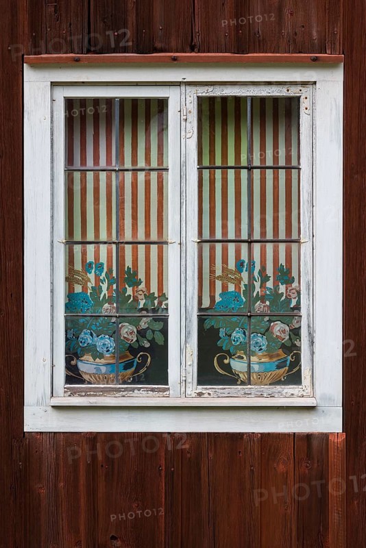 Old wooden window on a farmhouse, decoration, window, historic, old, old, muntin window, decorated, lovely, old-fashioned, rural, historical, country life, facade, curtains, dilapidated, weathered, tradition, traditional, Swedish, Scandinavian, farm, farmhouse, Scandinavia, Sweden