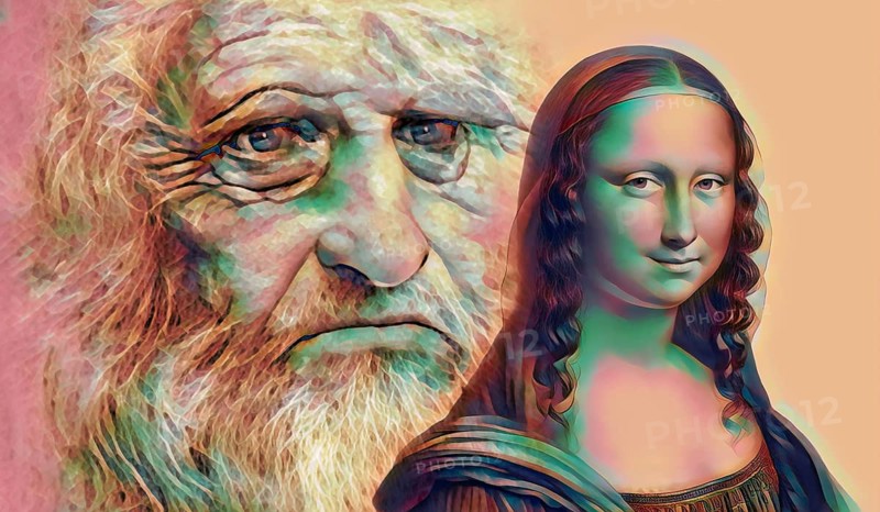 Leonardo da Vinci, 1452 - 1519, Italian painter, sculptor, architect and engineer, the painting la Gioconda, Mona Lisa, digitally edited