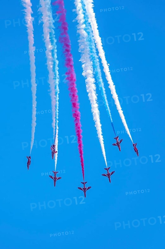 Red Arrows, Royal Air Force Aerobatic Team, Airshow 2024, Teignmouth, Devon, England, United Kingdom