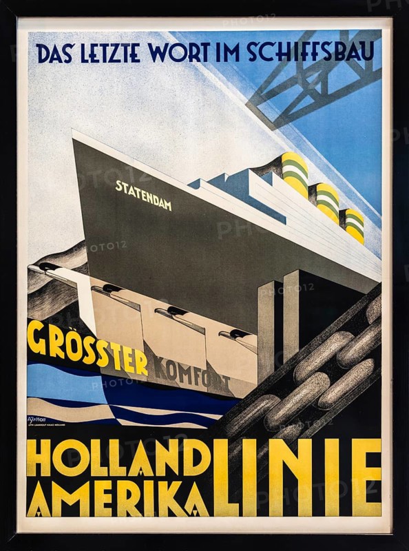 Poster for a passage from Rotterdam to America, FENIX, museum on the theme of migration, in a historic warehouse in Katendrecht, hub for emigrants overseas, Rotterdam, the Netherlands