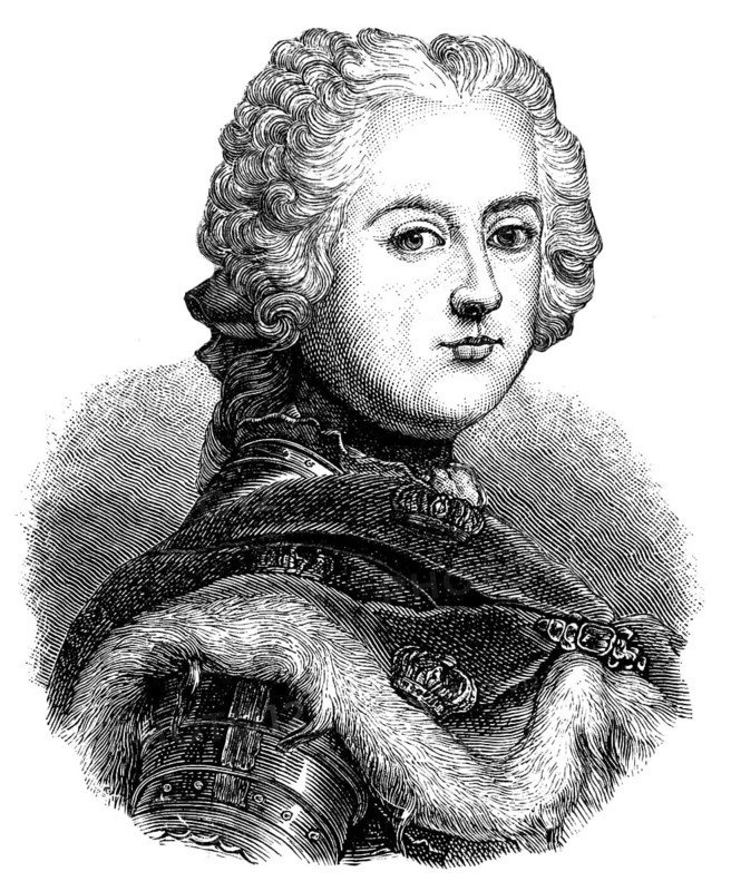 Historische Zeichnung, Jugendbildnis von Friedrich II., oder Friedrich der Große, der Alte, 1712 - 1786, König von Preußen, Kurfürst von Brandenburg