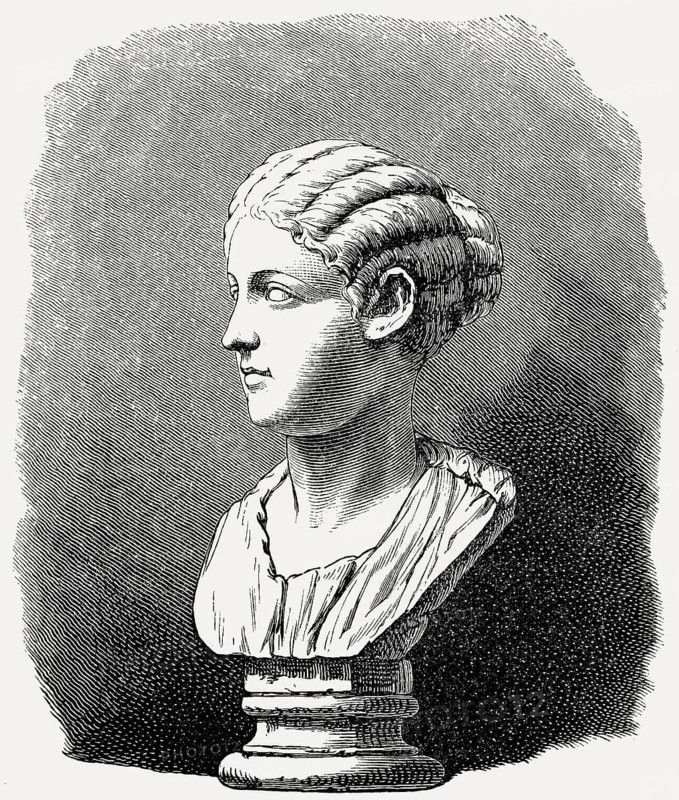 Roman bust of young Cleopatra, queen of the Ptolemaic Kingdom of Egypt