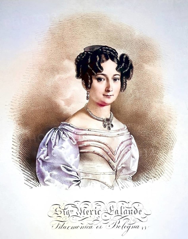 Hénriette Clémentine Méric-Lalande (4 November 1798 in Dunkerque - 4 September 1867 in Chantilly) was a French opera singer (soprano, soprano sfogato) . She worked almost exclusively in Italy and was known there under her Italianised name Enrichetta Méric-Lalande. She is considered one of the great prima donnas of the early romantic bel canto opera of the 1820s and 1830s, Historic, digitally restored reproduction from a 19th century original, Record date not stated