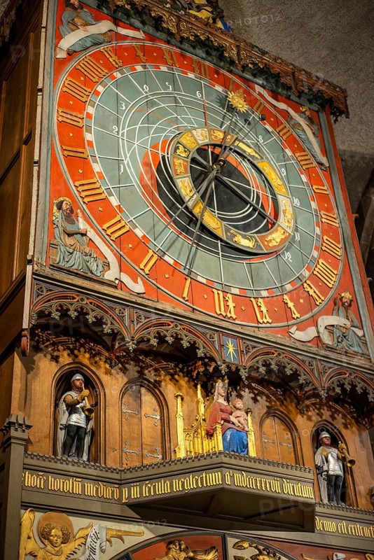 Astronomical clock with zodiac signs (Horologium Mirabile Lundense, fourteenth century) at Lund Cathedral (twelfth century), Lund, Scania, Sweden, Scandinavia