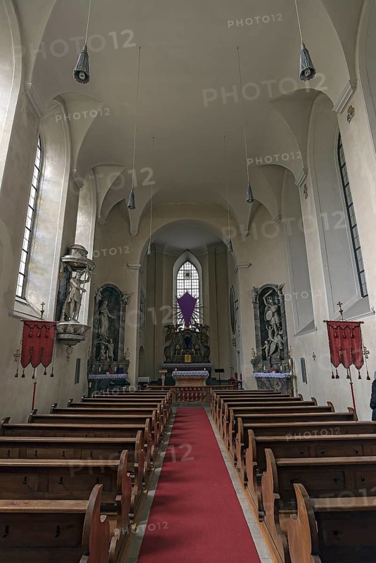 Interior of the castle chapel at Waldenburg Castle, Waldenburg, Hohenlohe, Baden-Württemberg, Germany