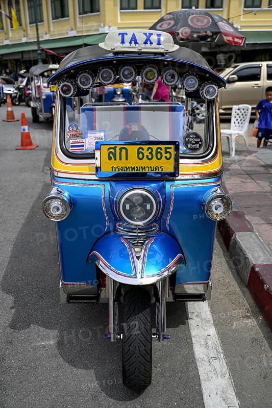 Tuktuk in front of Wat Pho, Temple of the Reclining Buddha, Bangkok, Thailand