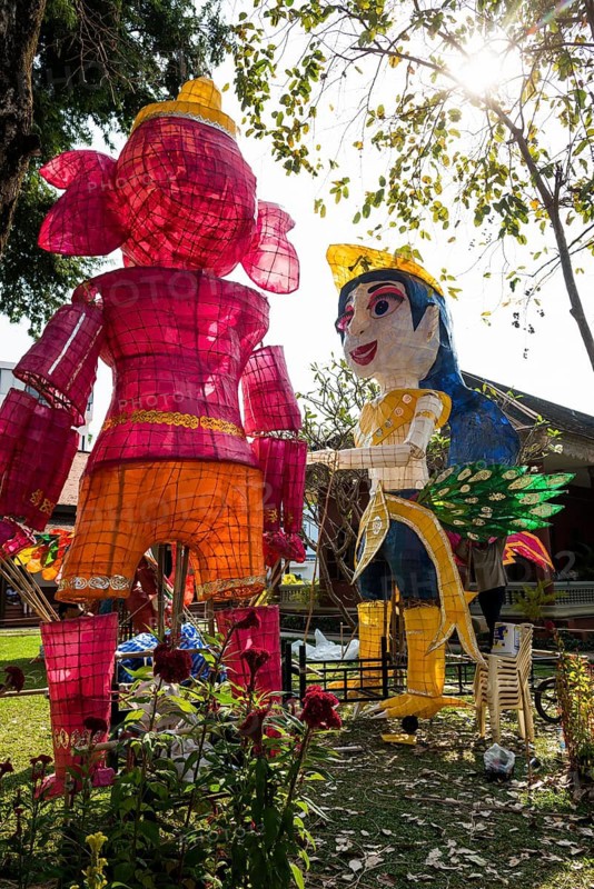 Building giant figures for a parade, Siem Reap, Cambodia, Southeast Asia