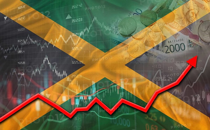 Jamaican economic growth on financial graph. Jamaica financial growth on market graph