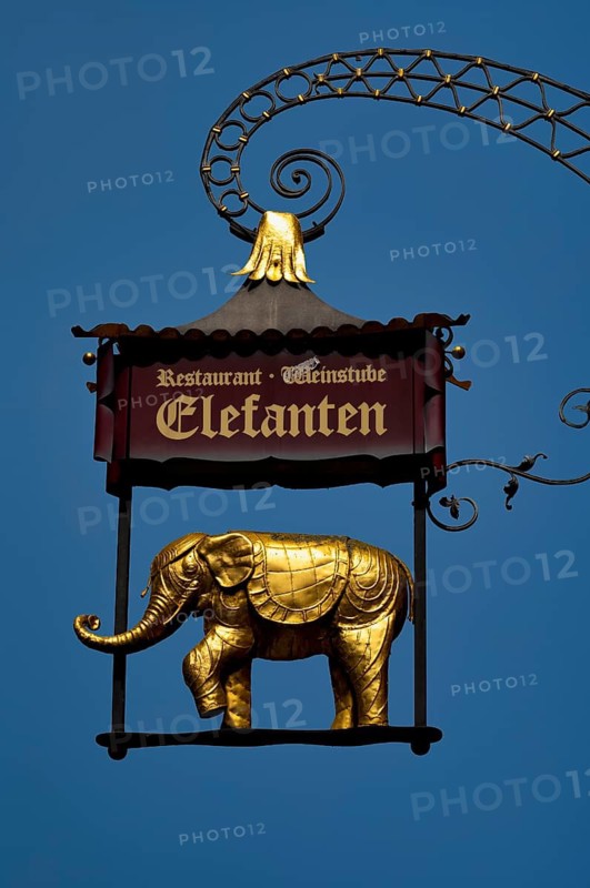 Nose sign Restaurant wine tavern Elefanten, golden elephant, Constance, Baden-Württemberg, Germany