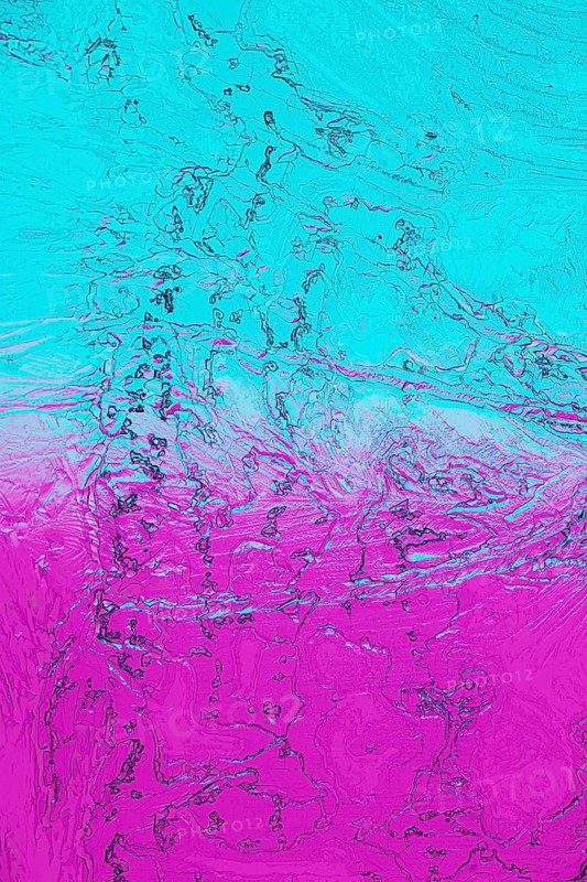 This image captures the intricate beauty of microcrystals under a microscope, prominently featuring shades of turquoise and vibrant pink
