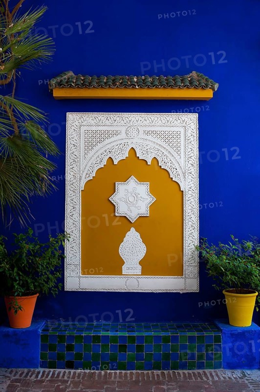 Moorish decor, ornament, Arabic, oriental, sign, symbol, star, shape, Majorelle Garden, wall, clay plaster, Moorish, Islam, art, architecture, detail, Majorelle Garden, Marrakech, Morocco